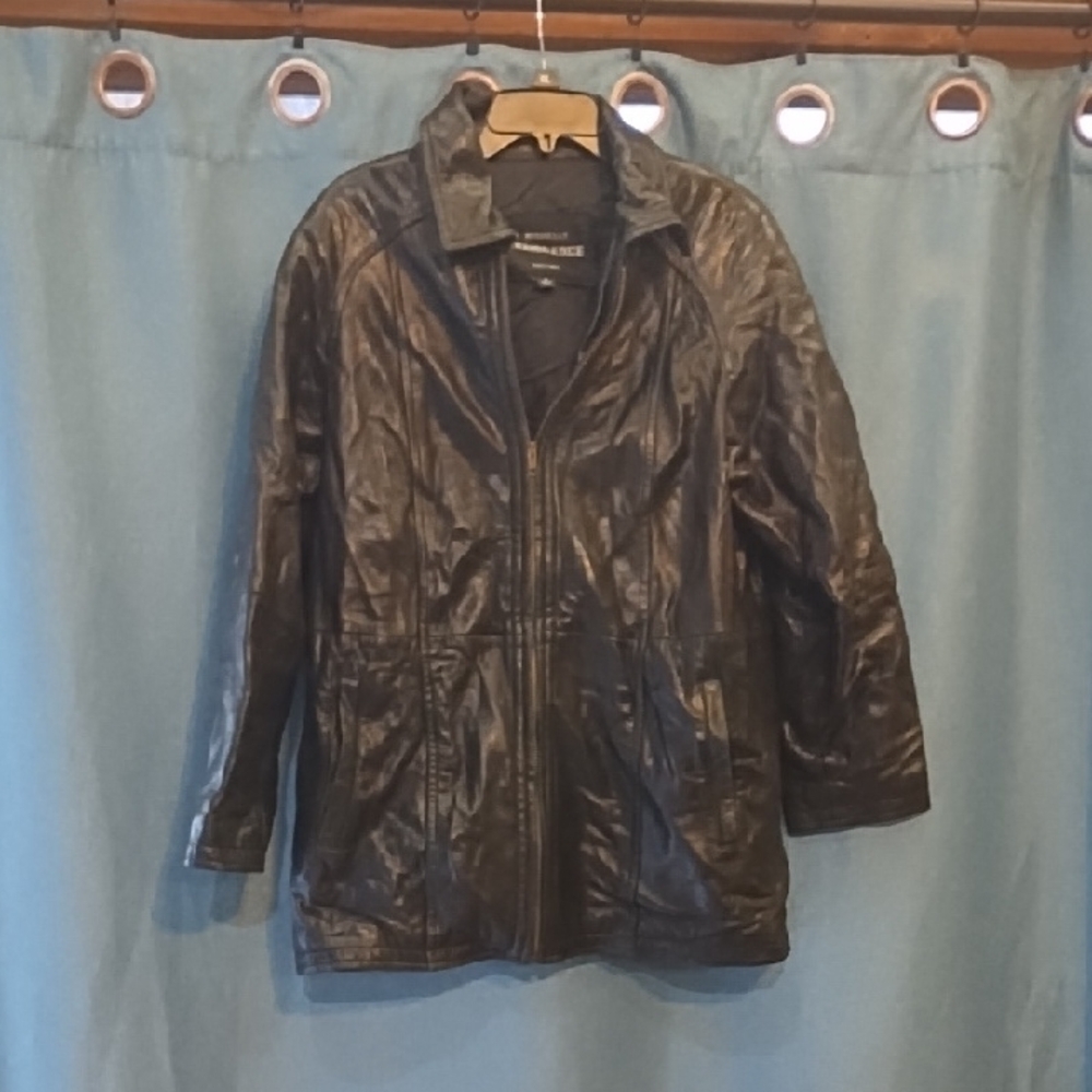 La Nouvelle  Renaissance Shiny Black Leather Jacket